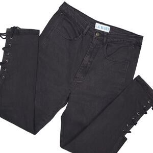 Vintage LA Blues 90's Women's Lace Up Jeans Size 10 Black Y2K Punk Goth